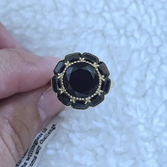 Shivam Black🖤 Onyx Flower🏵 Ring💍 - Picture 1 of 16